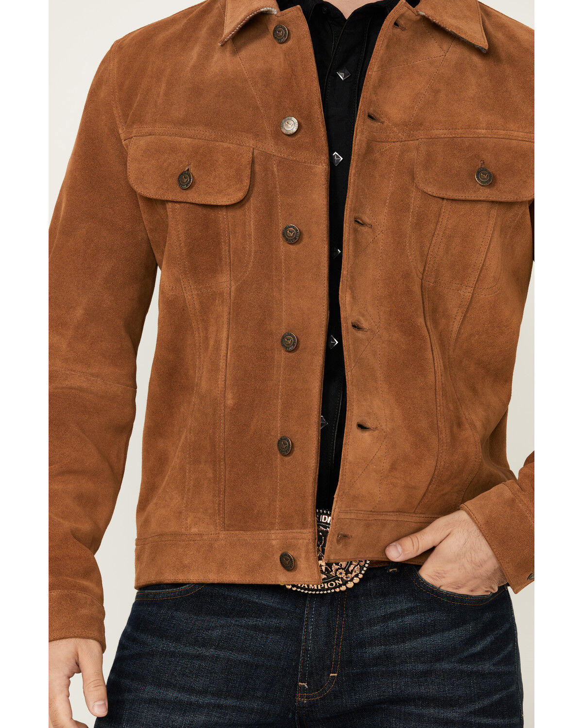 Image #3 - Cody James Men's Fire Smoke Suede Sweater Insert Jacket, Camel, hi-res