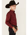 Image #2 - Panhandle Boys' Solid Long Sleeve Button-Down Stretch Western Shirt , Burgundy, hi-res