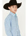 Panhandle Select Boys' Small Plaid Print Long Sleeve Button Down Western Shirt , Turquoise, hi-res