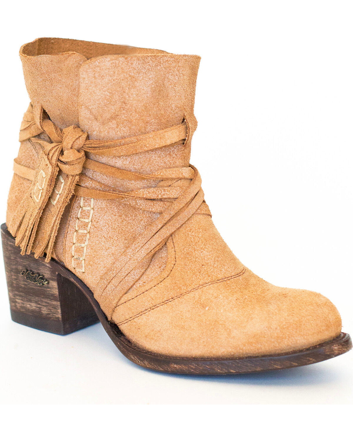 Image #1 - Miss Macie Women's Katie Jo Suede Booties - Round Toe, Cream, hi-res