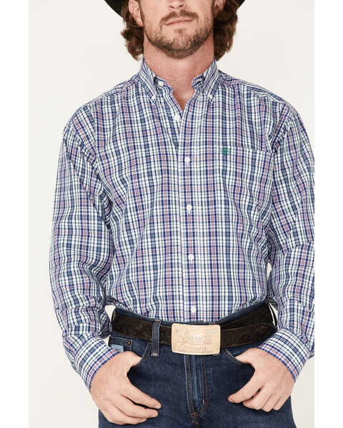 Image #3 - Ariat Men's WF Sidney Small Plaid Long Sleeve Western Shirt , White, hi-res