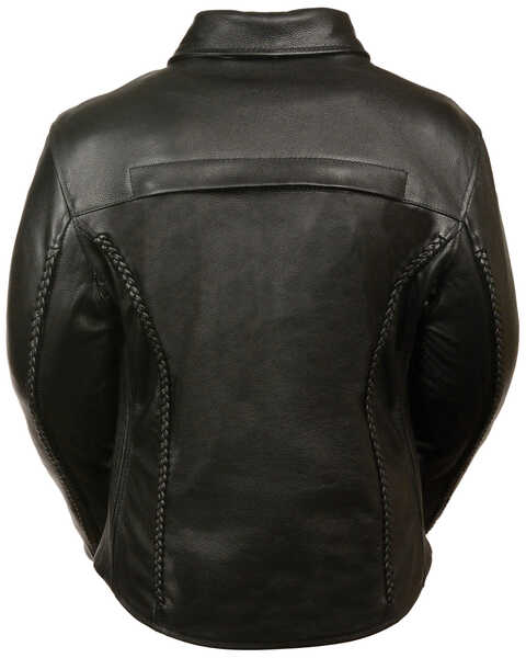 Image #3 - Milwaukee Leather Women's Shirt Collar Braided Leather Jacket - 3X, Black, hi-res