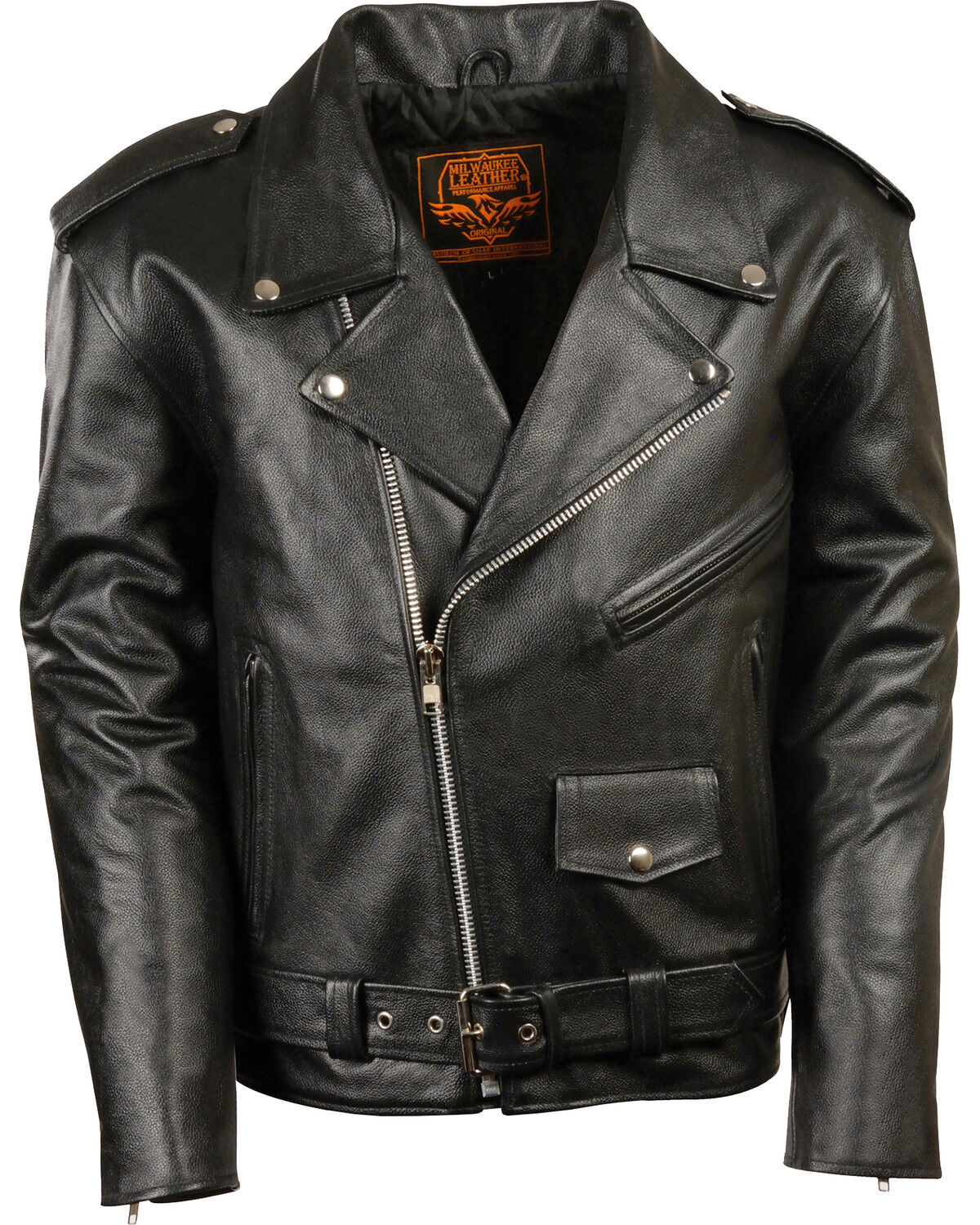Image #1 - Milwaukee Leather Men's Classic Police Style M/C Jacket - Big 3X, Black, hi-res