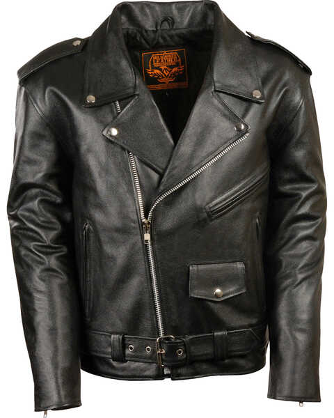 Milwaukee Leather Men's Classic Police Style M/C Jacket - Big 5X , Black, hi-res