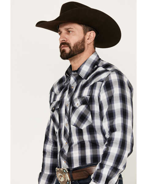 Image #2 - Wrangler Men's Plaid Print Long Sleeve Snap Western Shirt, Black, hi-res