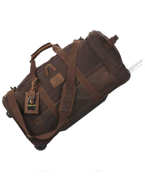 Image #1 - Ariat Western Retractile Handle Rolling Duffle Bag  , Brown, hi-res