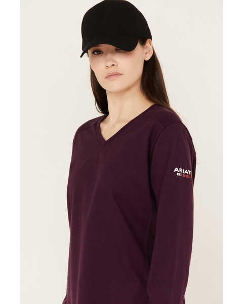 Image #2 - Ariat Women's AC Crew Fire Resistant Long Sleeve Work Shirt, Purple, hi-res