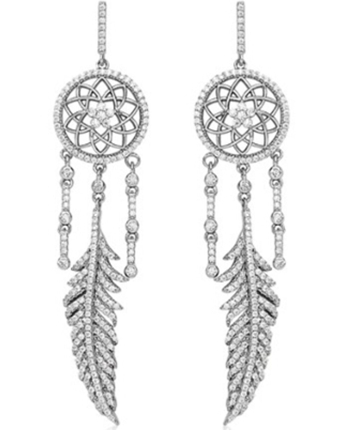 Image #1 - Kelly Herd Women's Silver Dreamcatcher Dangle Earrings, No Color, hi-res