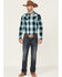 Image #2 - Cody James Men's Gateway Large Plaid Long Sleeve Snap Western Shirt, Navy, hi-res