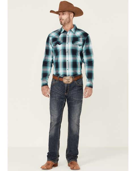 Image #2 - Cody James Men's Gateway Large Plaid Long Sleeve Snap Western Shirt , Navy, hi-res