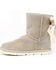 Superlamb Women's Argali Tied Ribbon 7.5" Suede Leather Pull On Casual Boots - Round Toe , Grey, hi-res