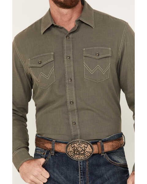 Image #3 - Wrangler Retro Men's Solid Premium Long Sleeve Button-Down Shirt, Grey, hi-res