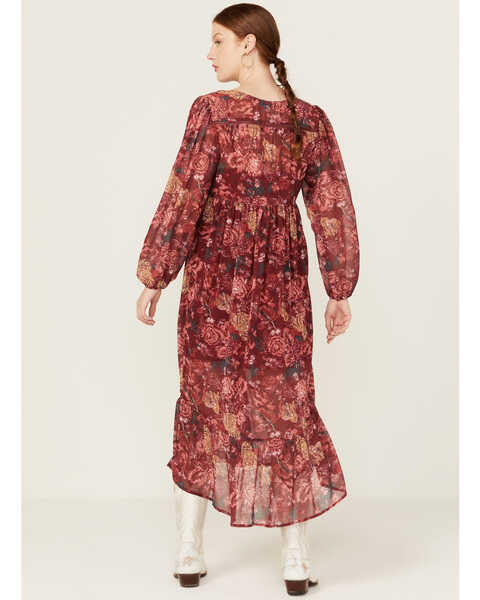 Image #4 - Beyond The Radar Women's Floral Print Crochet Trim Dress, Multi, hi-res