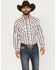 Image #1 - Wrangler 20X Men's Striped Print Long Sleeve Snap Stretch Western Shirt, White, hi-res