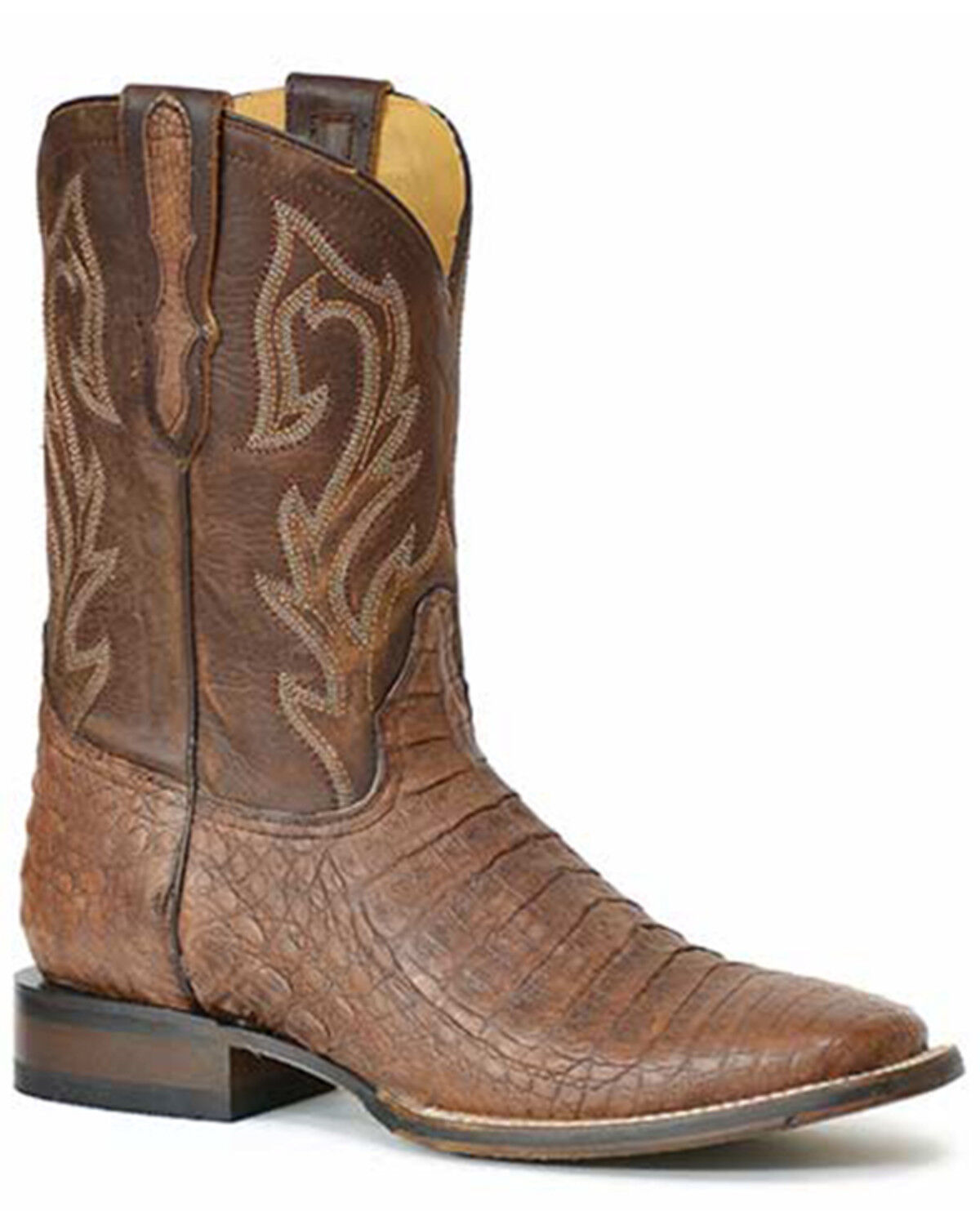 Image #1 - Stetson Men's Cameron Exotic Caiman Western Boots - Broad Square Toe, Brown, hi-res