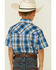 Ely Walker Boys' Plaid Short Sleeve Snap Western Shirt , Blue, hi-res