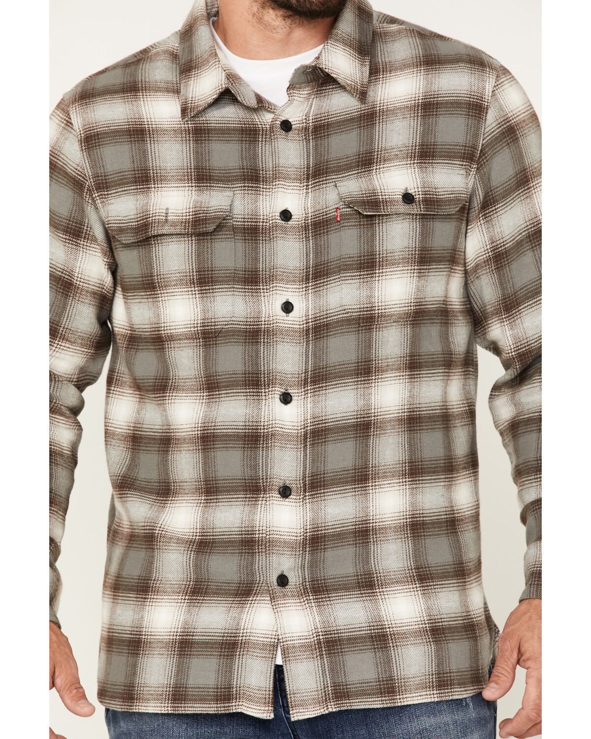 Image #3 - Levi's Men's Classic Worker Plaid Long Sleeve Button-Down Flannel Shirt, Grey, hi-res