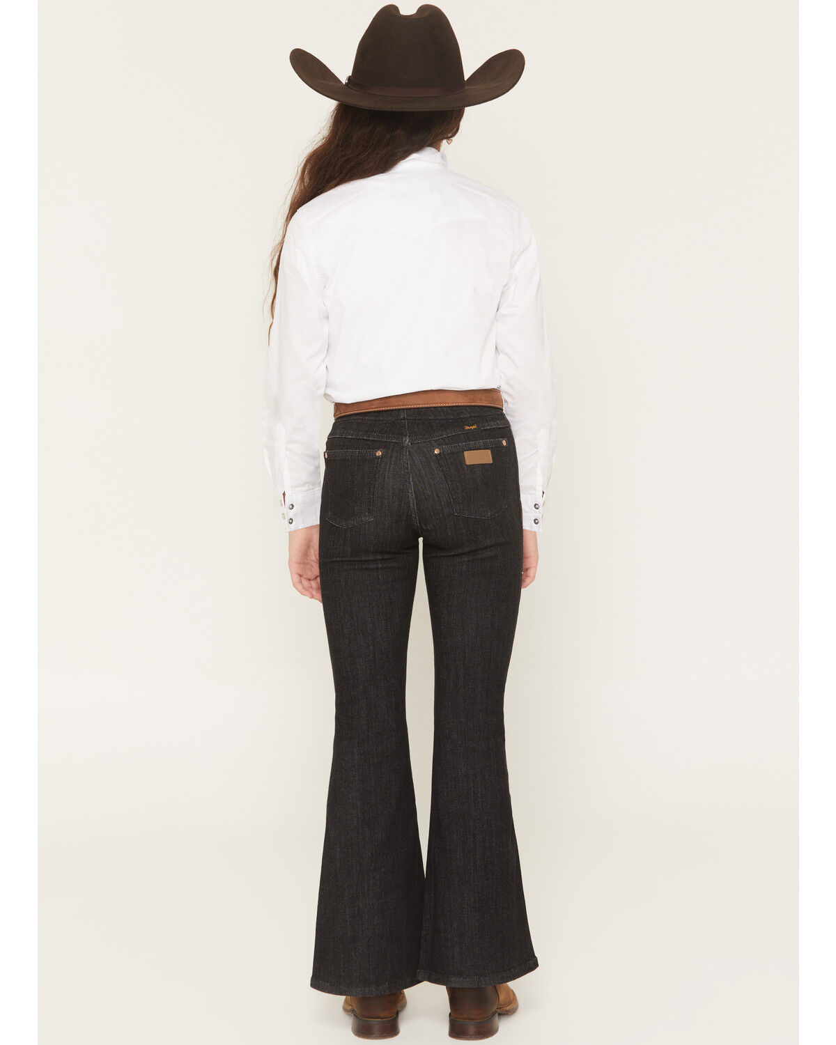 Image #3 - Wrangler X Lainey Wilson Girls' Pull-On Bell Bottoms, Black, hi-res