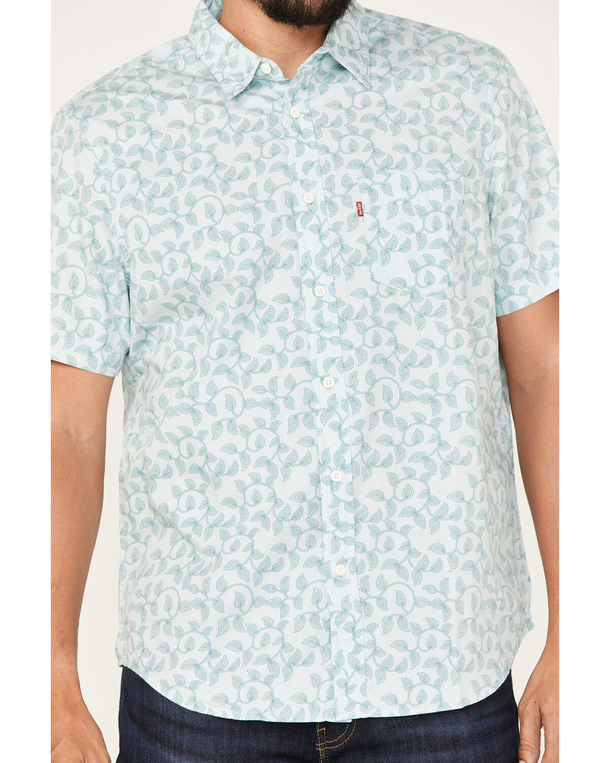 Image #3 - Levi's Men's Classic Swirly Floral Print Short Sleeve Button Down Shirt, Blue, hi-res