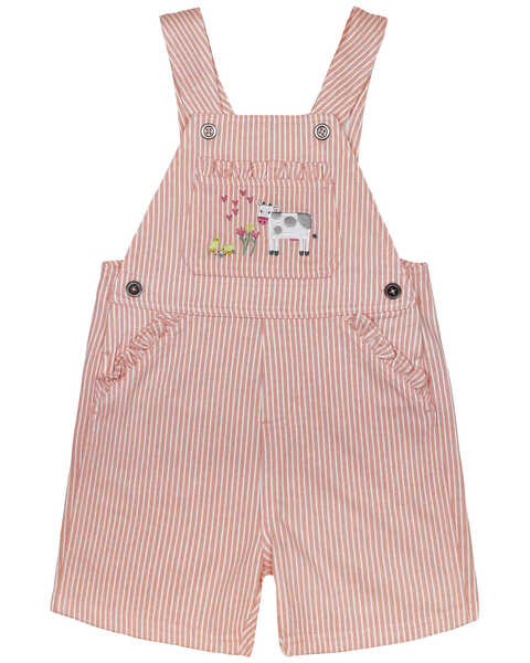 Image #1 - John Deere Toddler Girls' Railroad Striped Print Overalls , Pink, hi-res