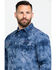 Image #5 - Rock & Roll Denim Men's Spray Washed Satin Plaid Long Sleeve Western Shirt , Blue, hi-res