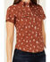 Image #3 - Shyanne Women's Desert Conversational Short Sleeve Stretch Snap Western Shirt, Lt Brown, hi-res