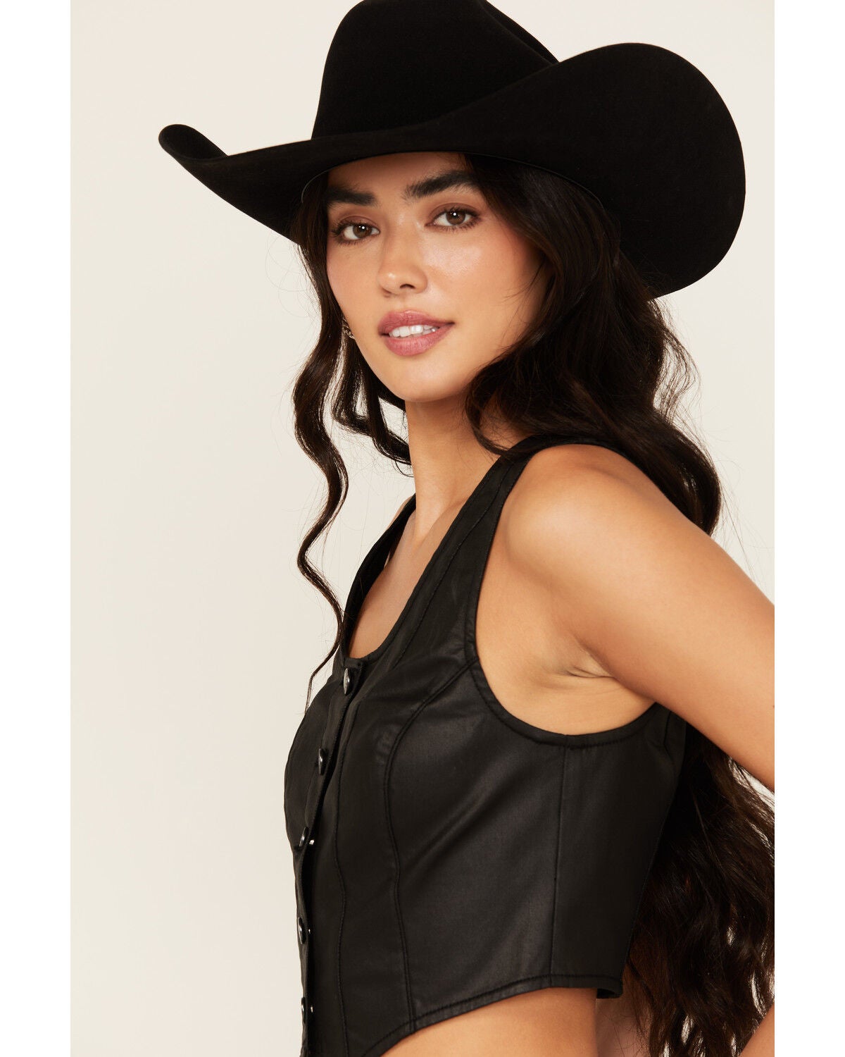 Image #2 - Idyllwind Women's Coated Bustier Button-Down Vest, Black, hi-res