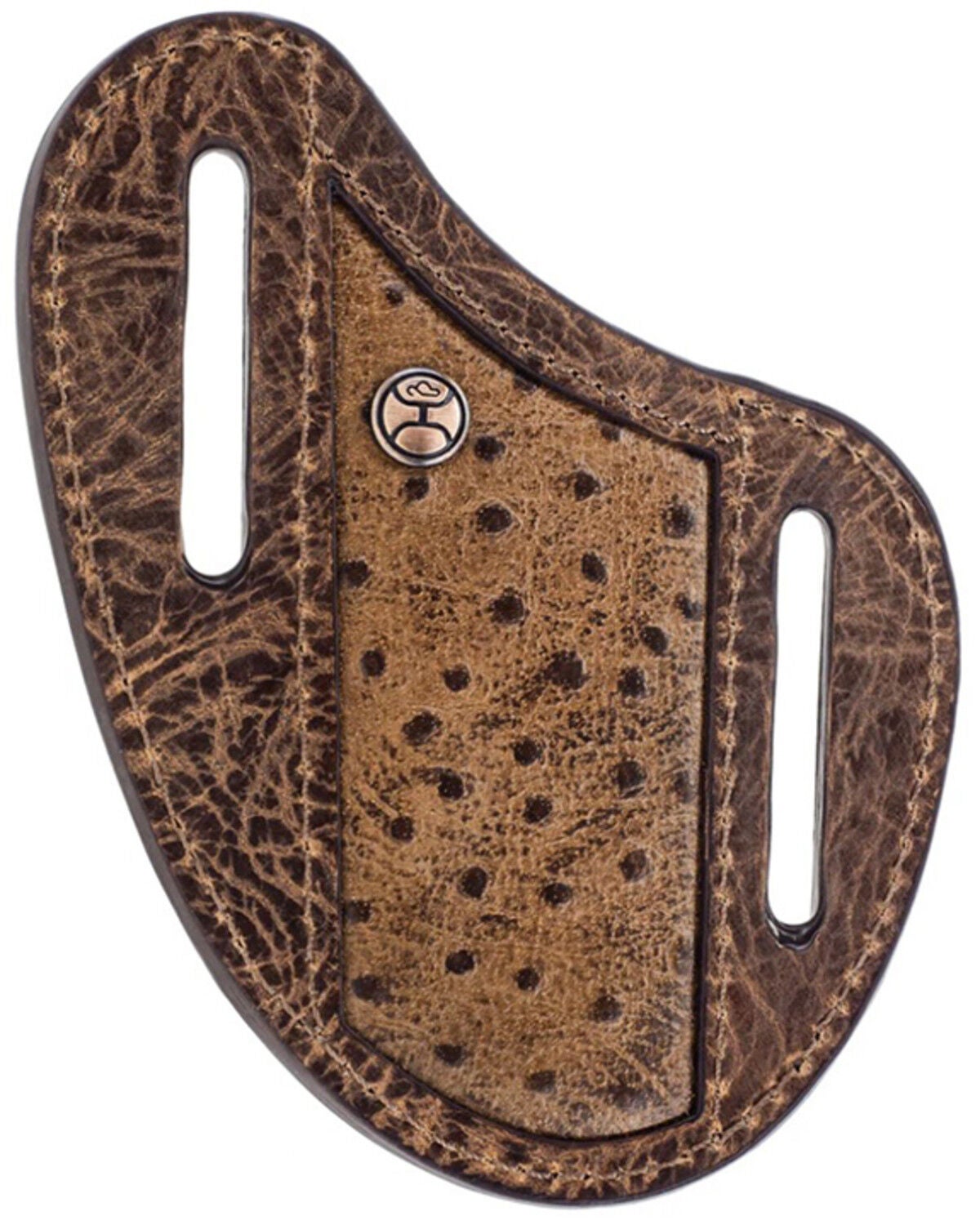 Hooey Sawyer Ostrich Print Pancake Knife Sheath, Brown, hi-res