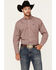 Image #1 - Cinch Men's Geo Print Long Sleeve Button-Down Western Shirt, Red, hi-res