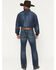 Image #3 - RANK 45® Men's Roughstock Rockford Wash Brock Relaxed Bootcut Performance Stretch Denim Jeans, Dark Wash, hi-res