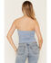 Image #6 - Cleo + Wolf Women's Lace Strapless Shirt, Blue, hi-res