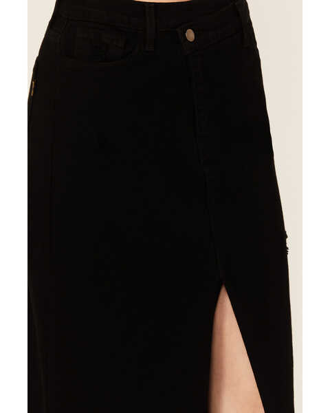 Image #2 - Vibrant Denim Women's Denim Maxi Skirt , Black, hi-res