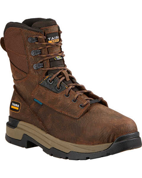 Image #1 - Ariat Men's Mastergrip 8" Waterproof Work Boots - Composite Toe, Brown, hi-res