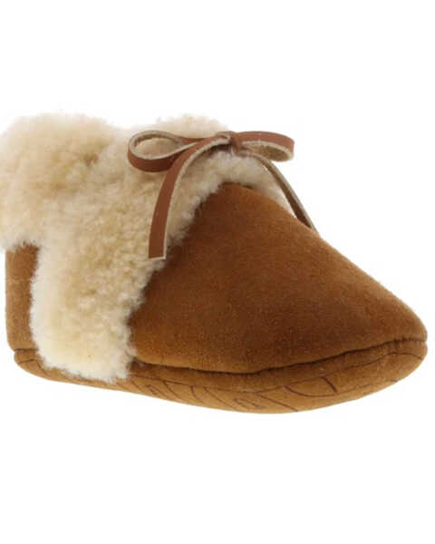 Lamo Footwear Infant Girls' Brown Sheepskin Slippers, Chestnut, hi-res
