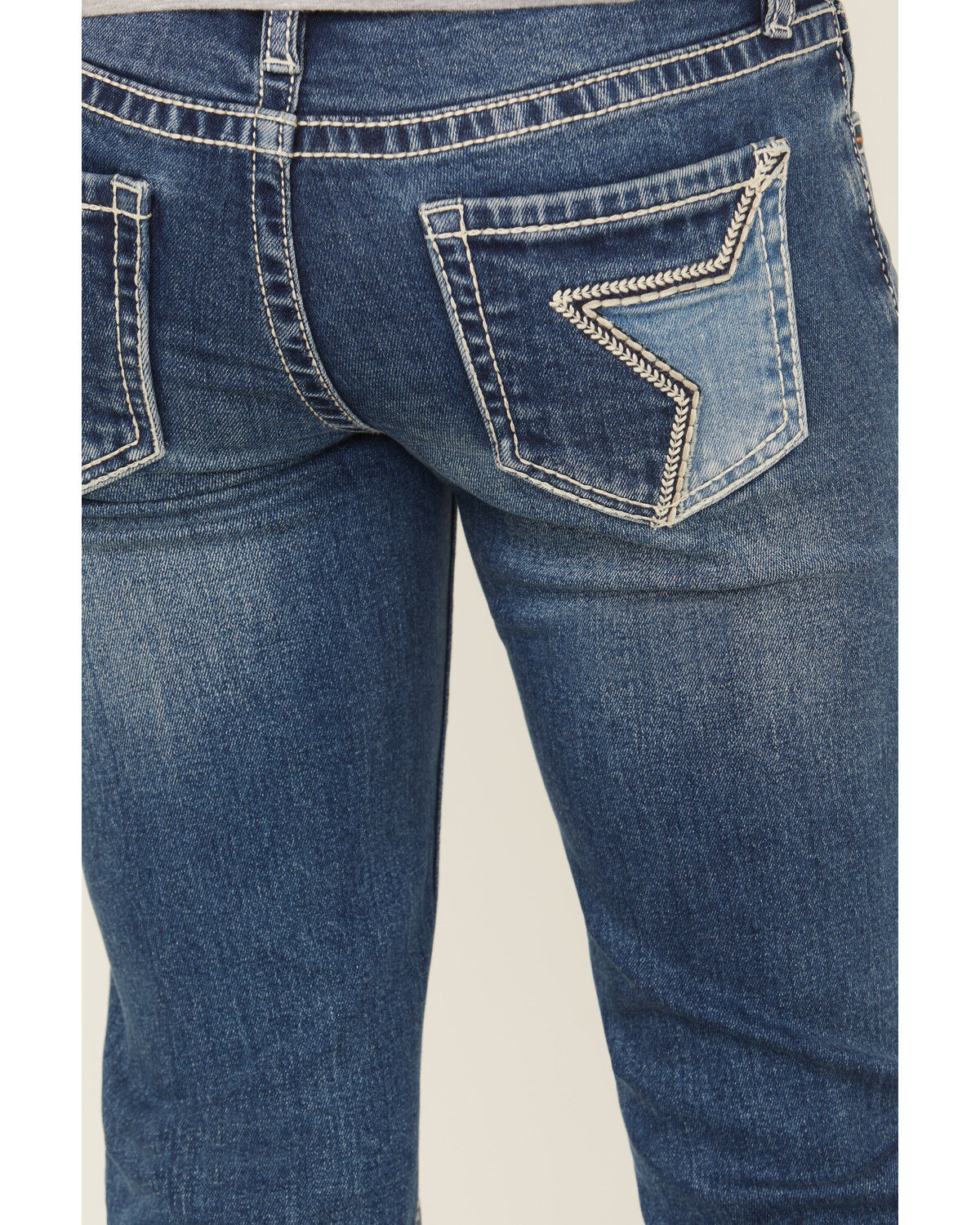 Image #2 - Rock & Roll Denim Girls' Star Embroidered Bootcut Stretch Denim Jeans, Medium Wash, hi-res