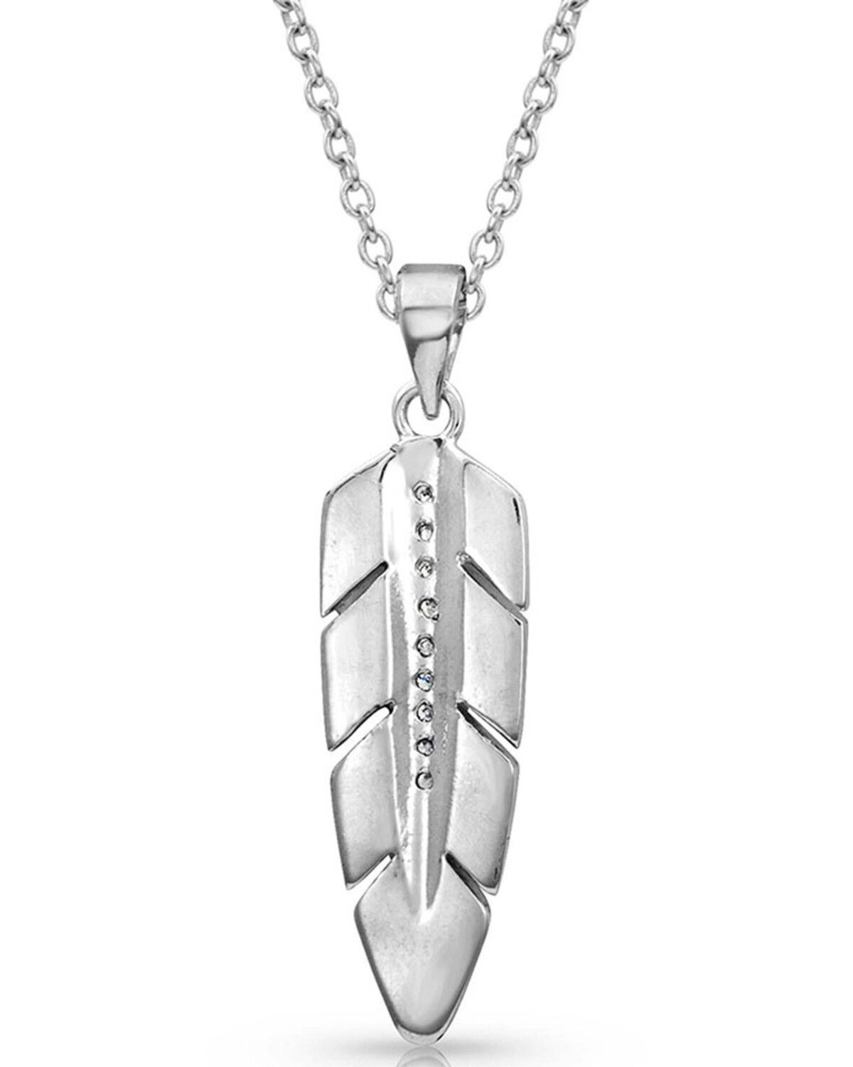 Image #2 - Montana Silversmiths Women's Hawk Feather Opal Necklace, Silver, hi-res