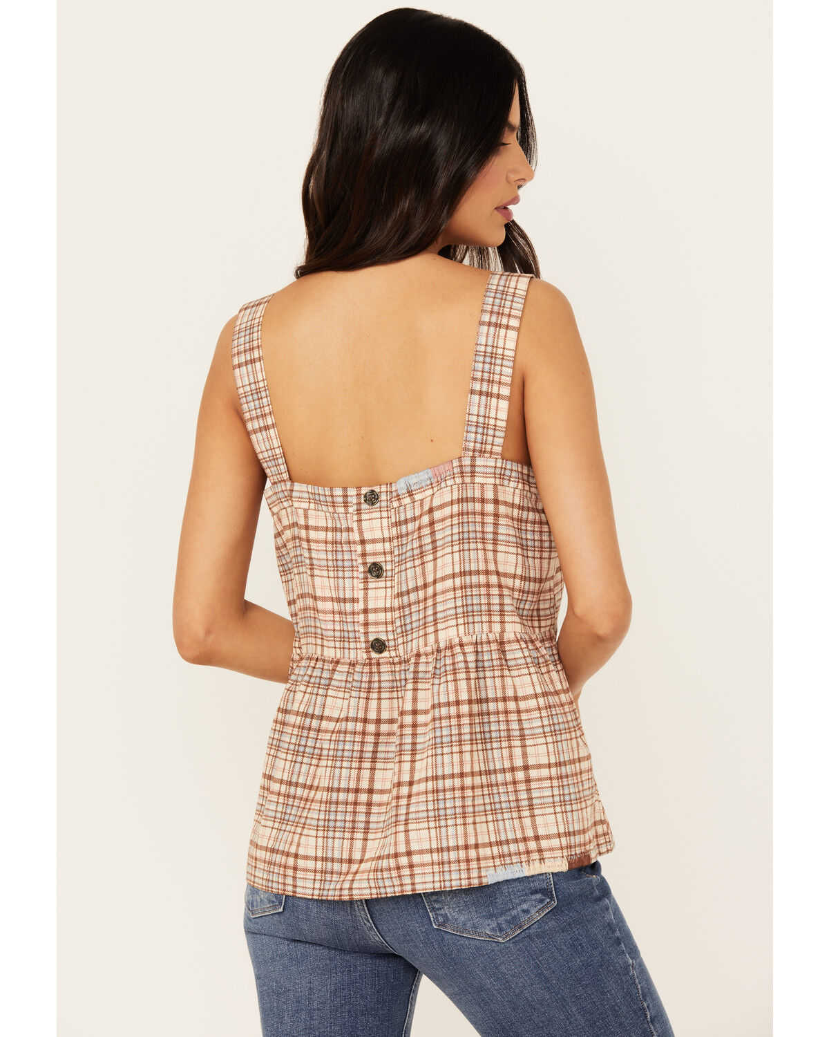 Image #4 - Cleo + Wolf Women's Beverly Plaid Print Sleeveless Tank, Oatmeal, hi-res