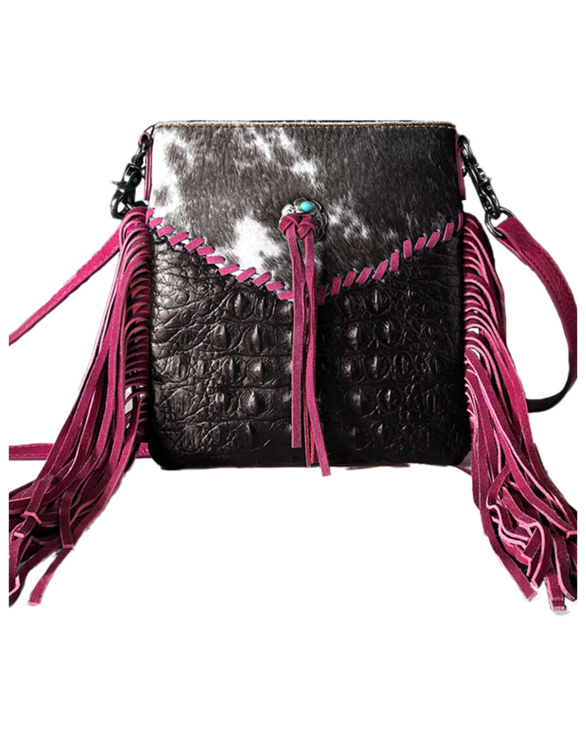 Image #1 - Montana West Women's Hairon Embossed Crossbody Bag, Pink, hi-res