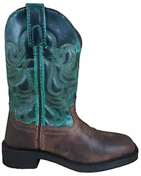 Image #1 - Smoky Mountain Boys' Tucson Western Boots - Square Toe, Dark Green, hi-res