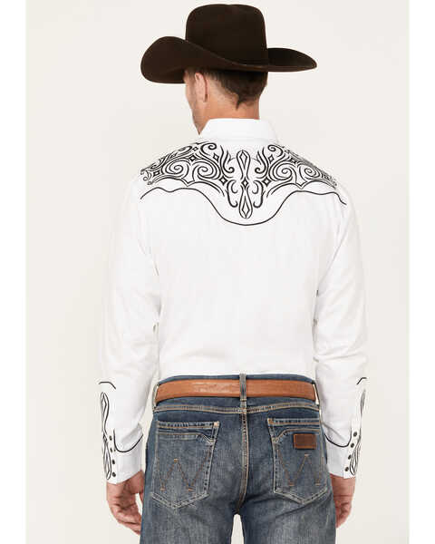 Image #4 - Rodeo Clothing Men's Embroidered Long Sleeve Snap Western Shirt, White, hi-res