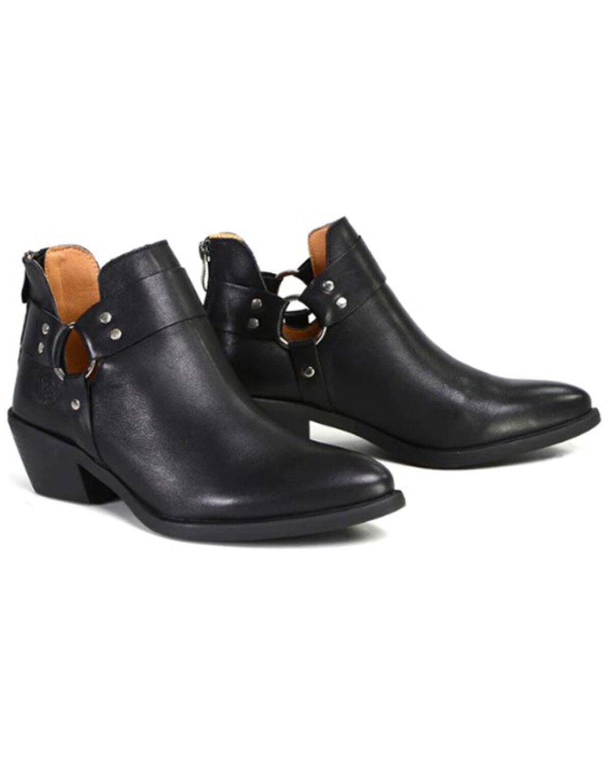 Milwaukee Leather Women's Leather Harness Ring Boots - Round Toe, Black, hi-res