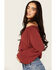 Image #2 - Tempted Women's Crochet Long Sleeve Top, Wine, hi-res