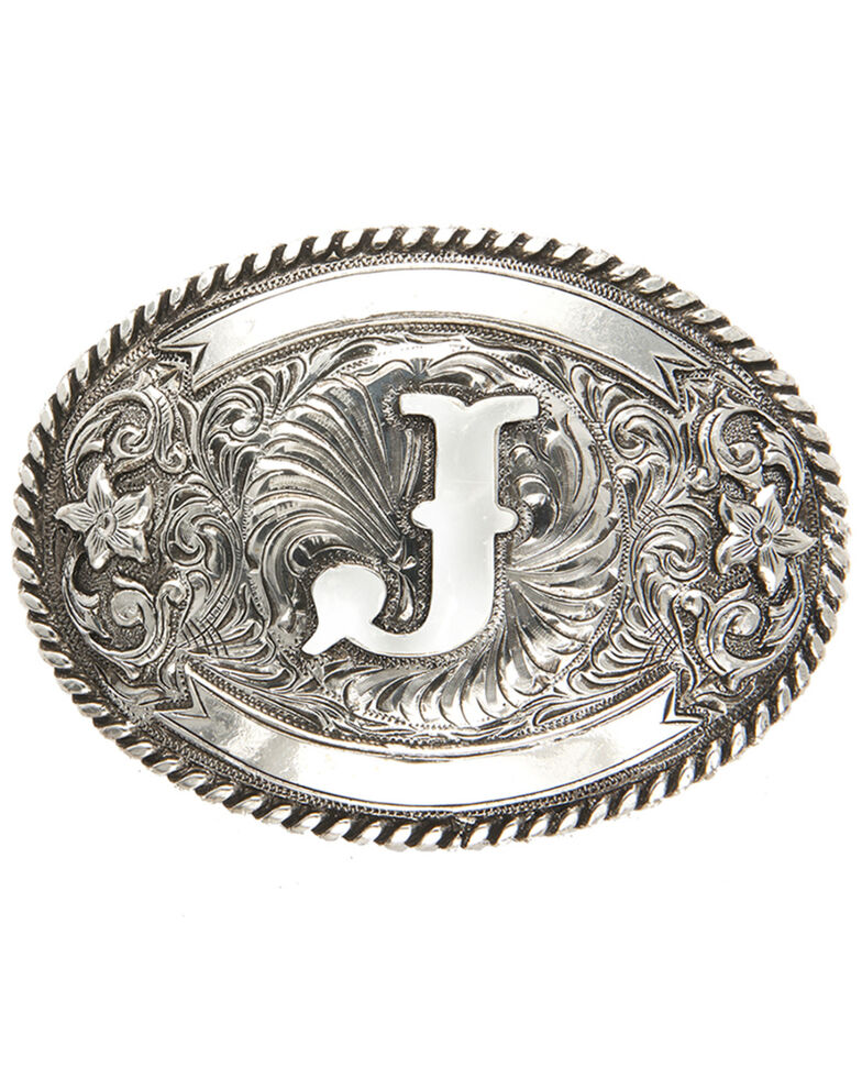 Cody James Men's Initial J Belt Buckle, Silver, hi-res