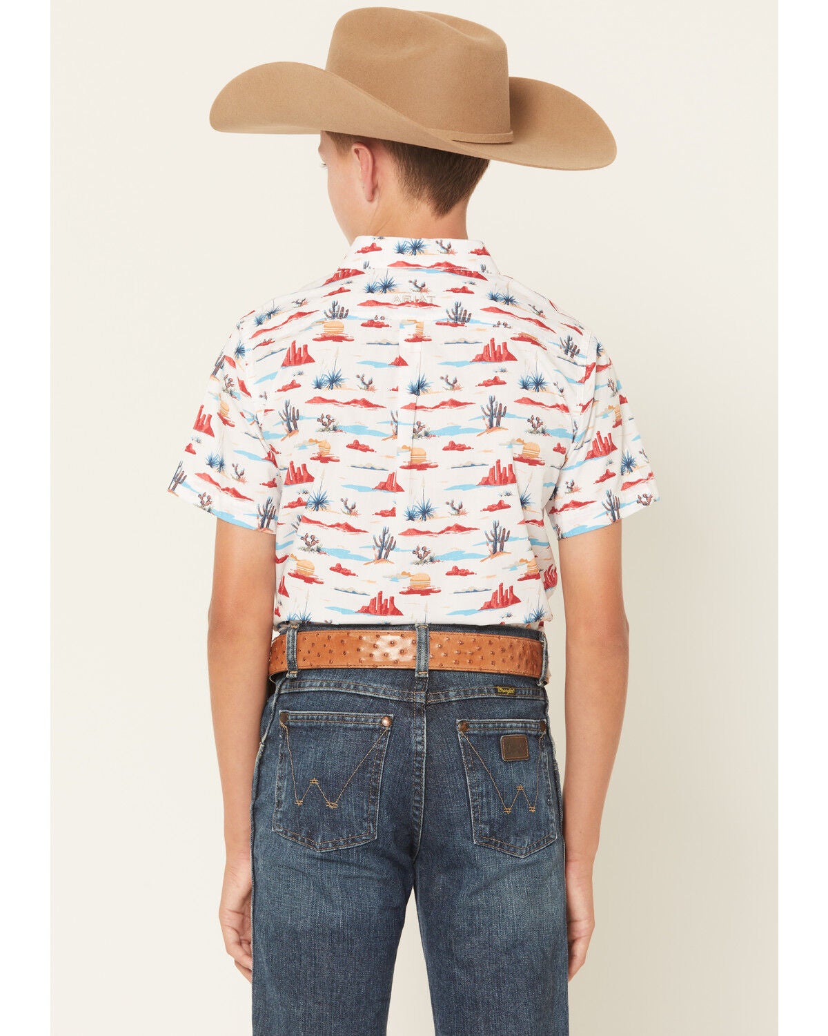 Image #4 - Ariat Boys' Desert Print Short Sleeve Button-Down Western Shirt, White, hi-res