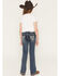 Image #1 - Shyanne Girls' Shayla Dreamcatcher Embroidered Bootcut Stretch Denim Jeans, Dark Wash, hi-res