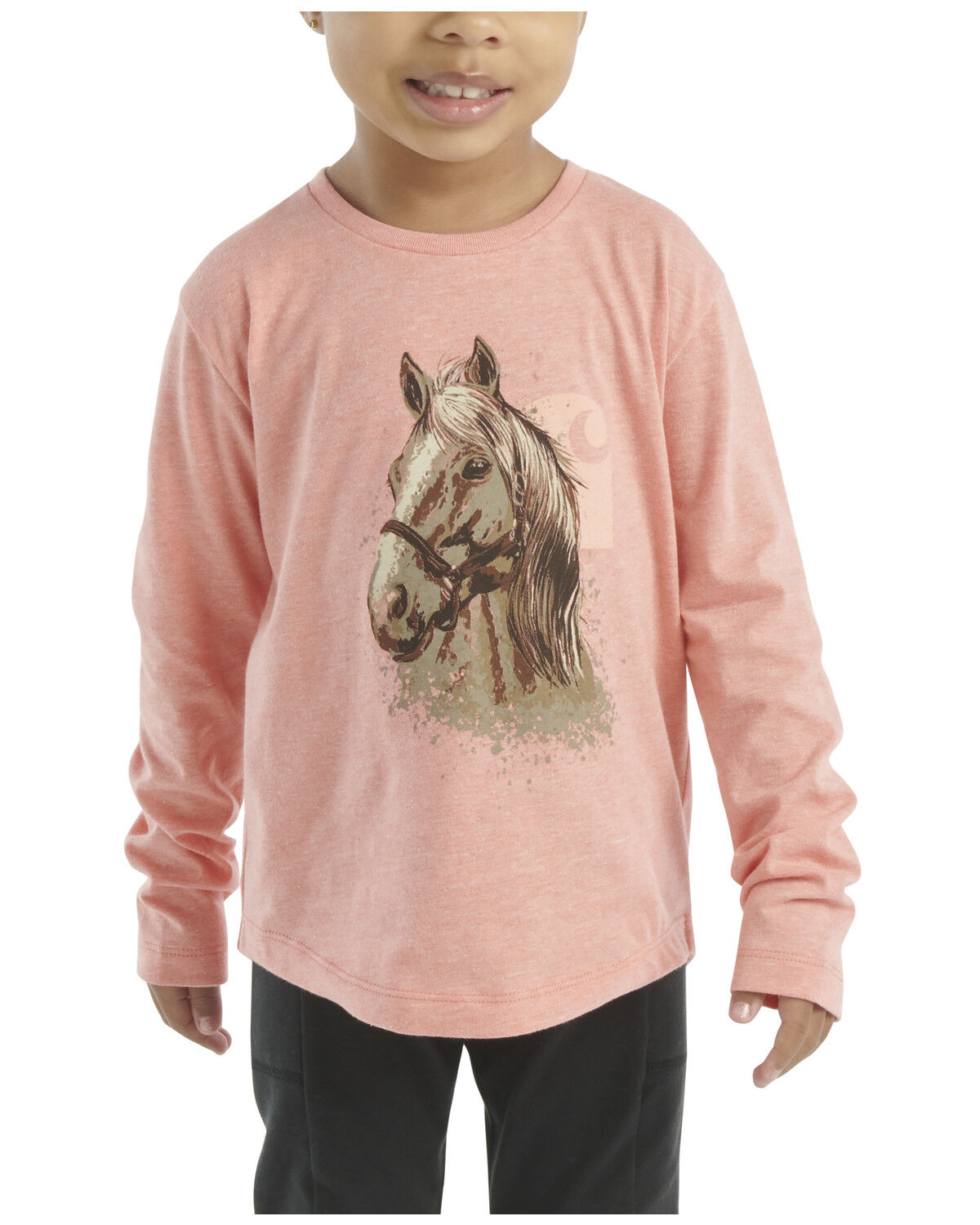 Image #1 - Carhartt Toddler Girls' Horse Long Sleeve Graphic Tee, Pink, hi-res