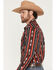 Image #2 - Rock & Roll Denim Men's Southwestern Stripe Long Sleeve Snap Stretch Western Shirt, Burgundy, hi-res
