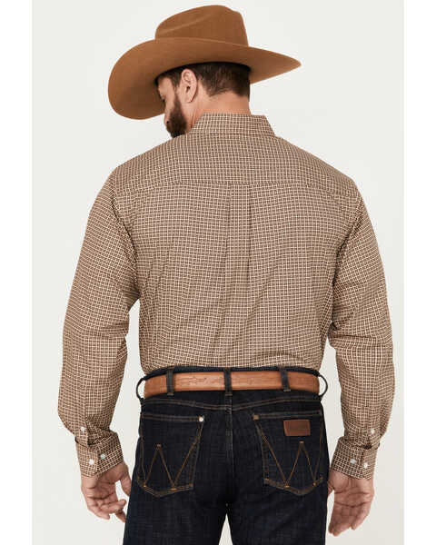 Cinch Men's Plaid Print Long Sleeve Button Down Western Shirt , Brown, hi-res