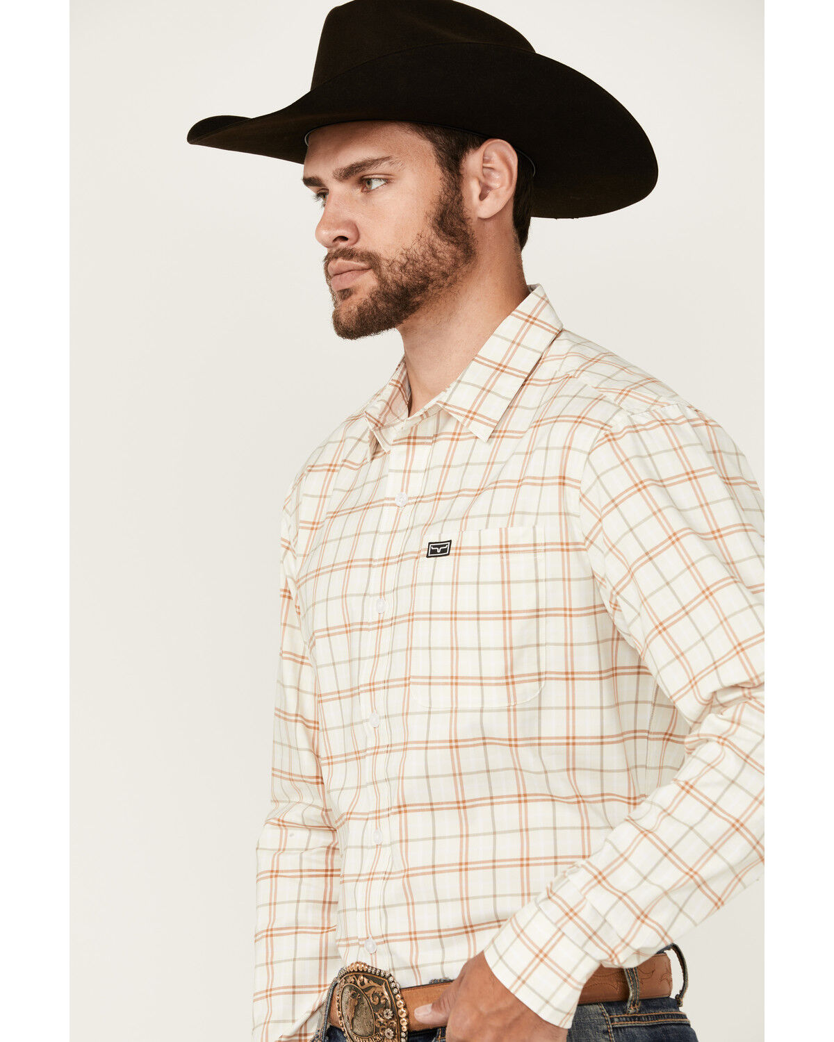Image #2 - Kimes Ranch Men's Lucas Plaid Print Long Sleeve Button-Down Performance Western Shirt, Natural, hi-res