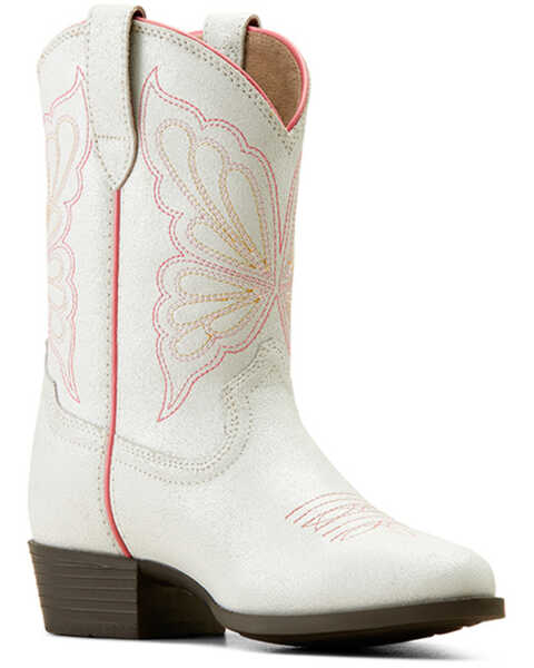 Ariat Girls' Heritage Butterfly Western Boots - Medium Toe , White, hi-res